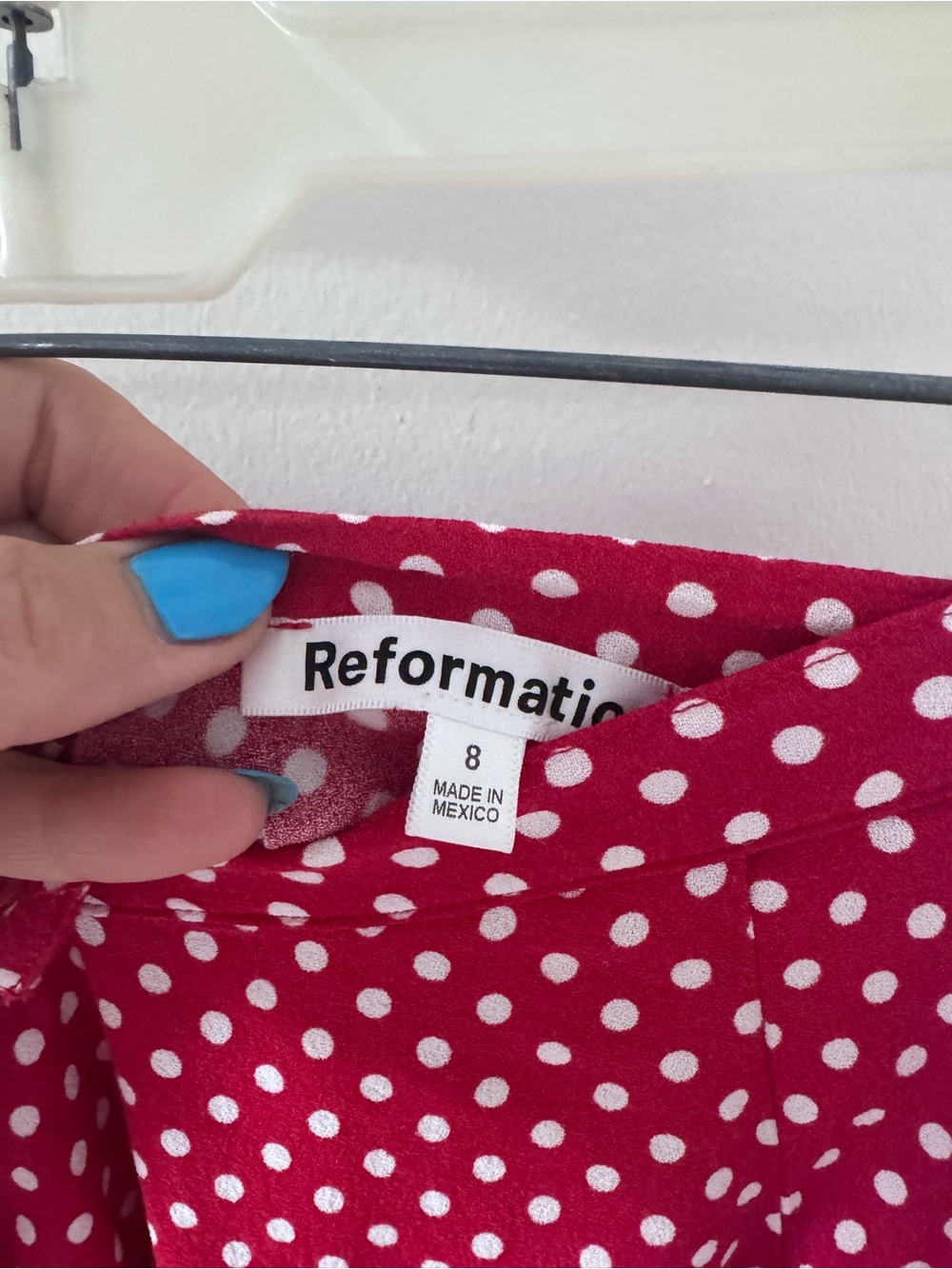 Reformation Red Polka Dot Midi Skirt with Side Slit - Picture 4 of 5
